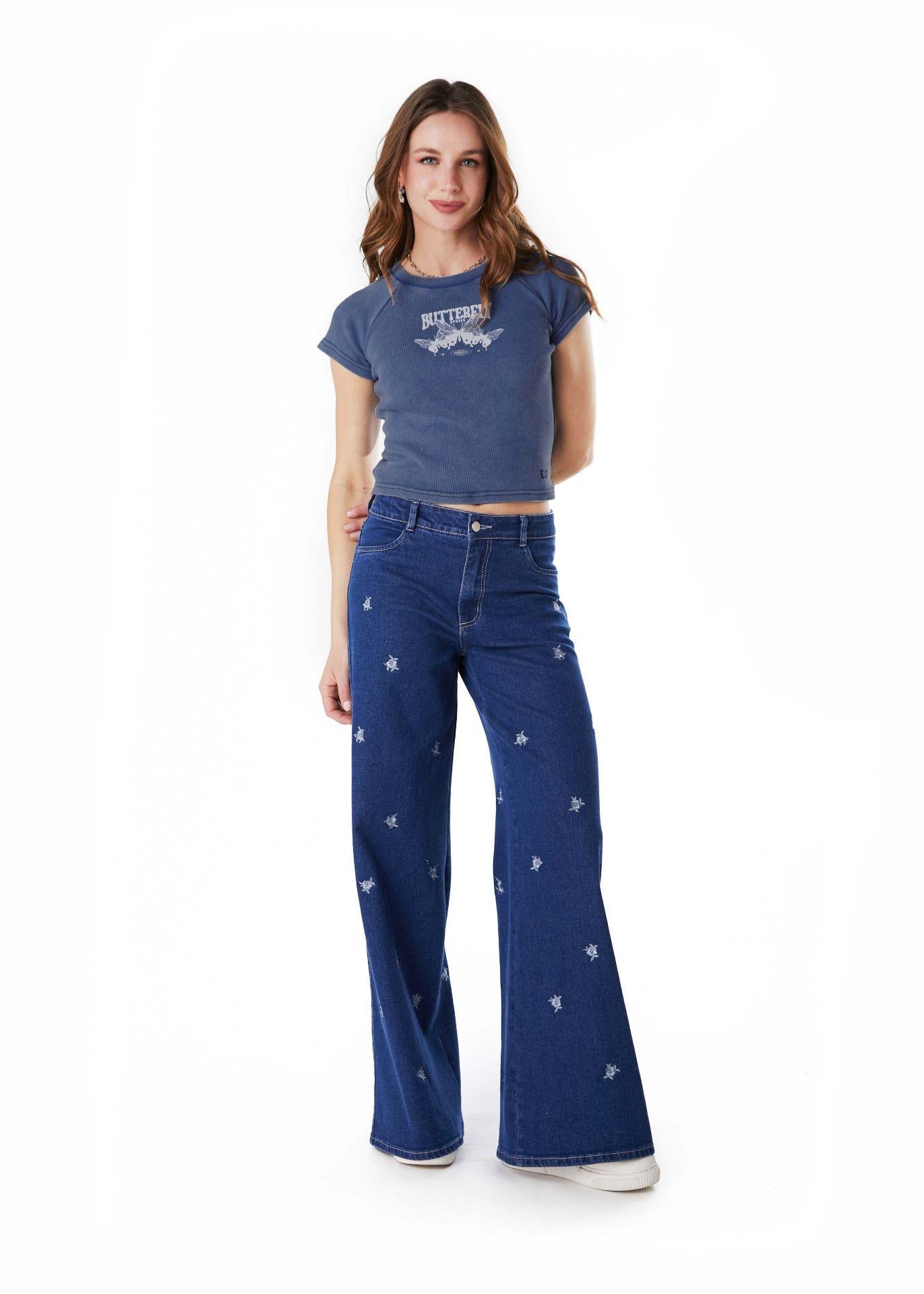 Polera Miller Baby Tee Estampada Celeste Efesis