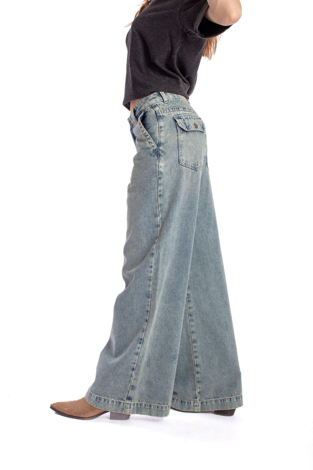 Jeans Deka Palazzo Bolsillo c/Tapetas Sobreteñido Azul Efesis