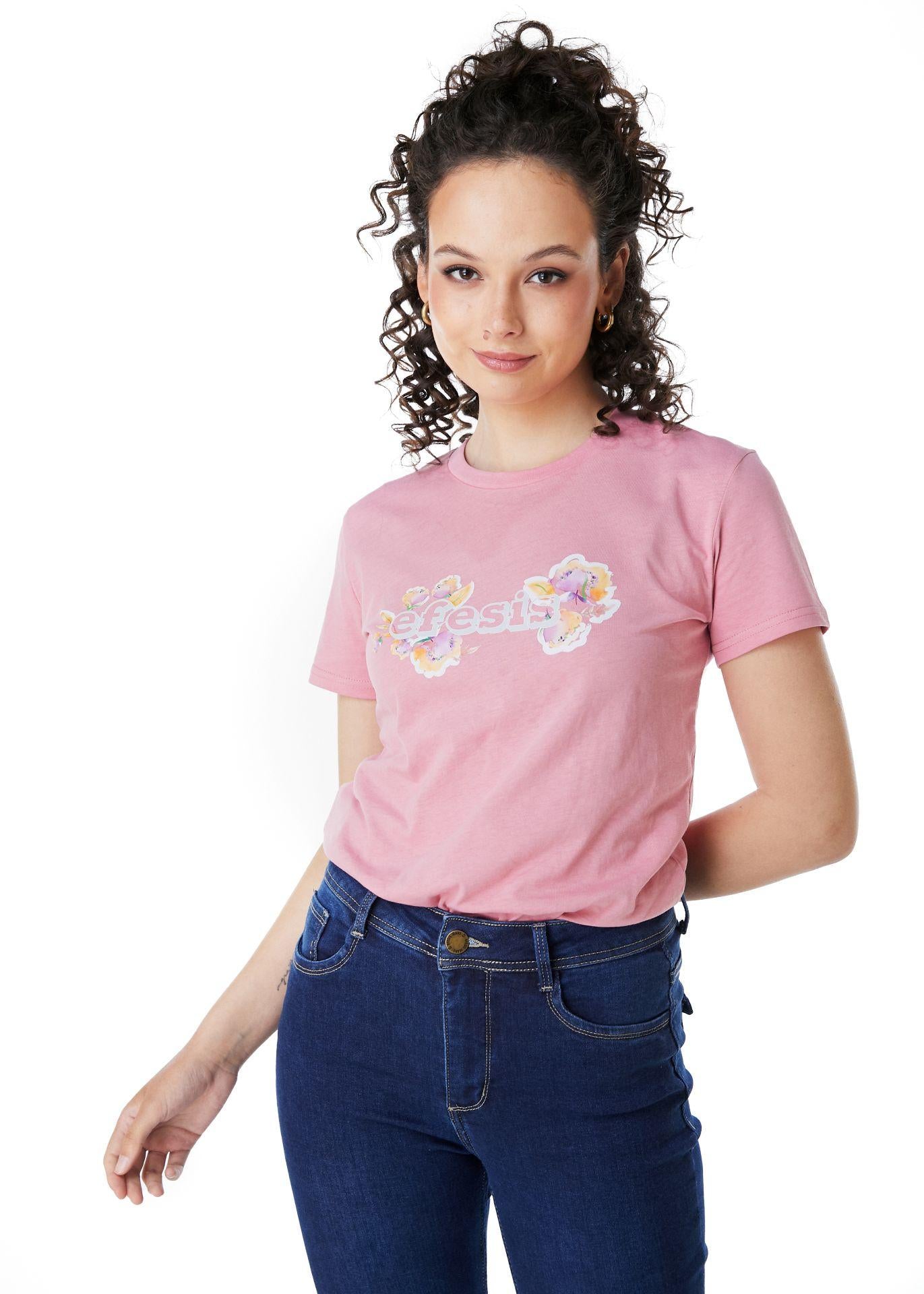 POLERA GIOVY REGULAR ESTAMPADO ROSAD0 EFESIS