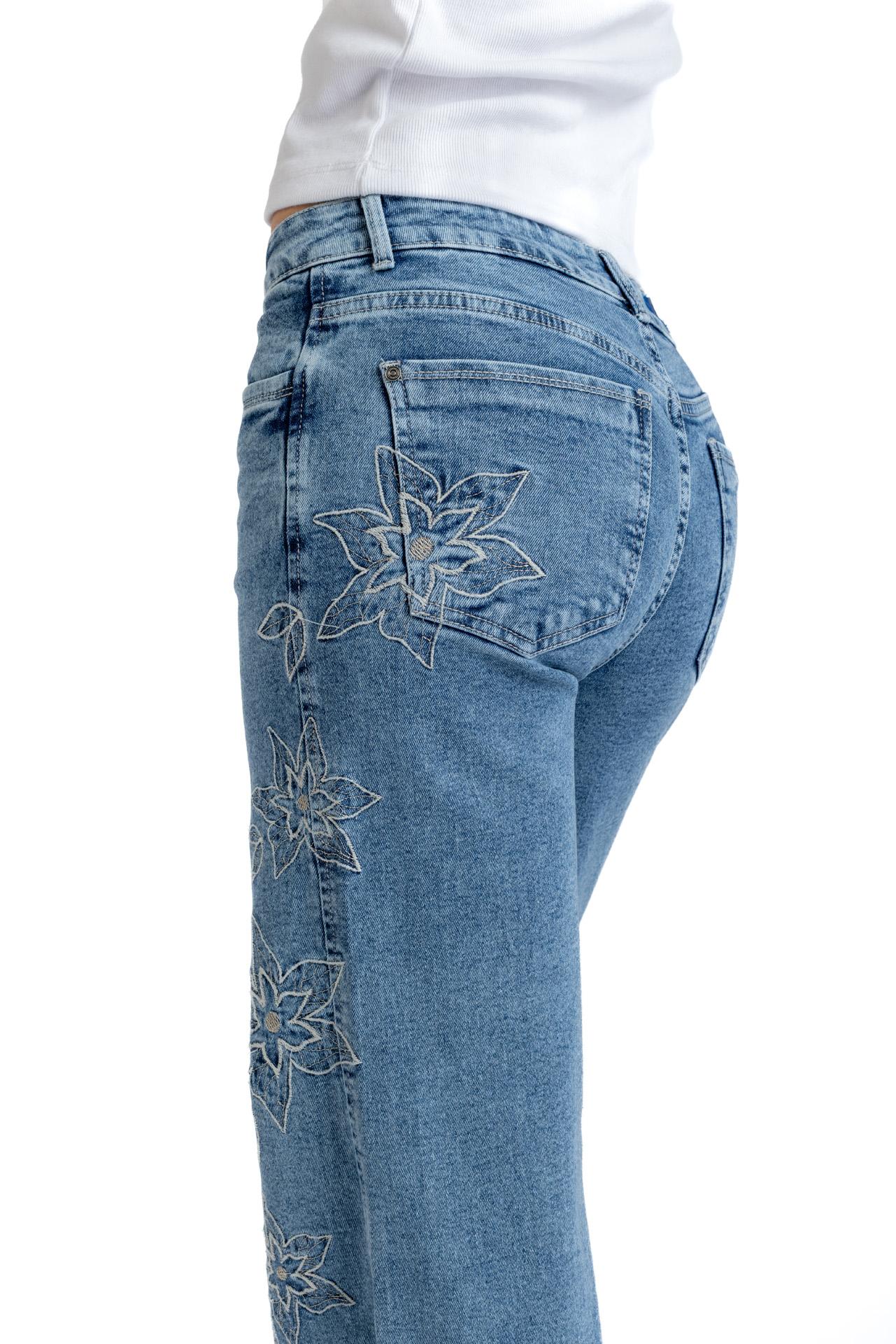 JEANS ACIANO WIDE BORDADO COSTADO AZUL EFESIS
