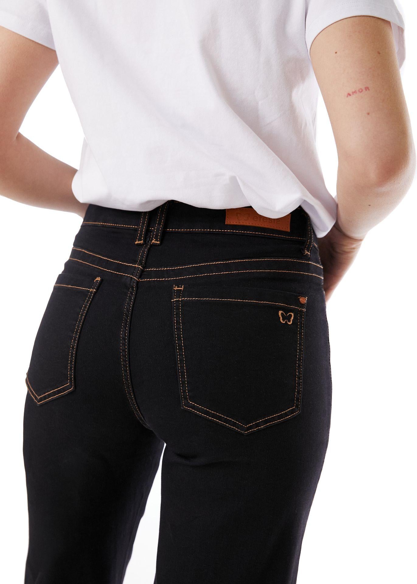 JEANS PIRAGI PALAZZO HILO CONTRATONO Y BOLSILLO INCRUSTADO NEGRO EFESIS