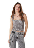 POLERA KYLE CROP ABERTURA ESPALDA ANIMAL PRINT CAFÉ EFESIS