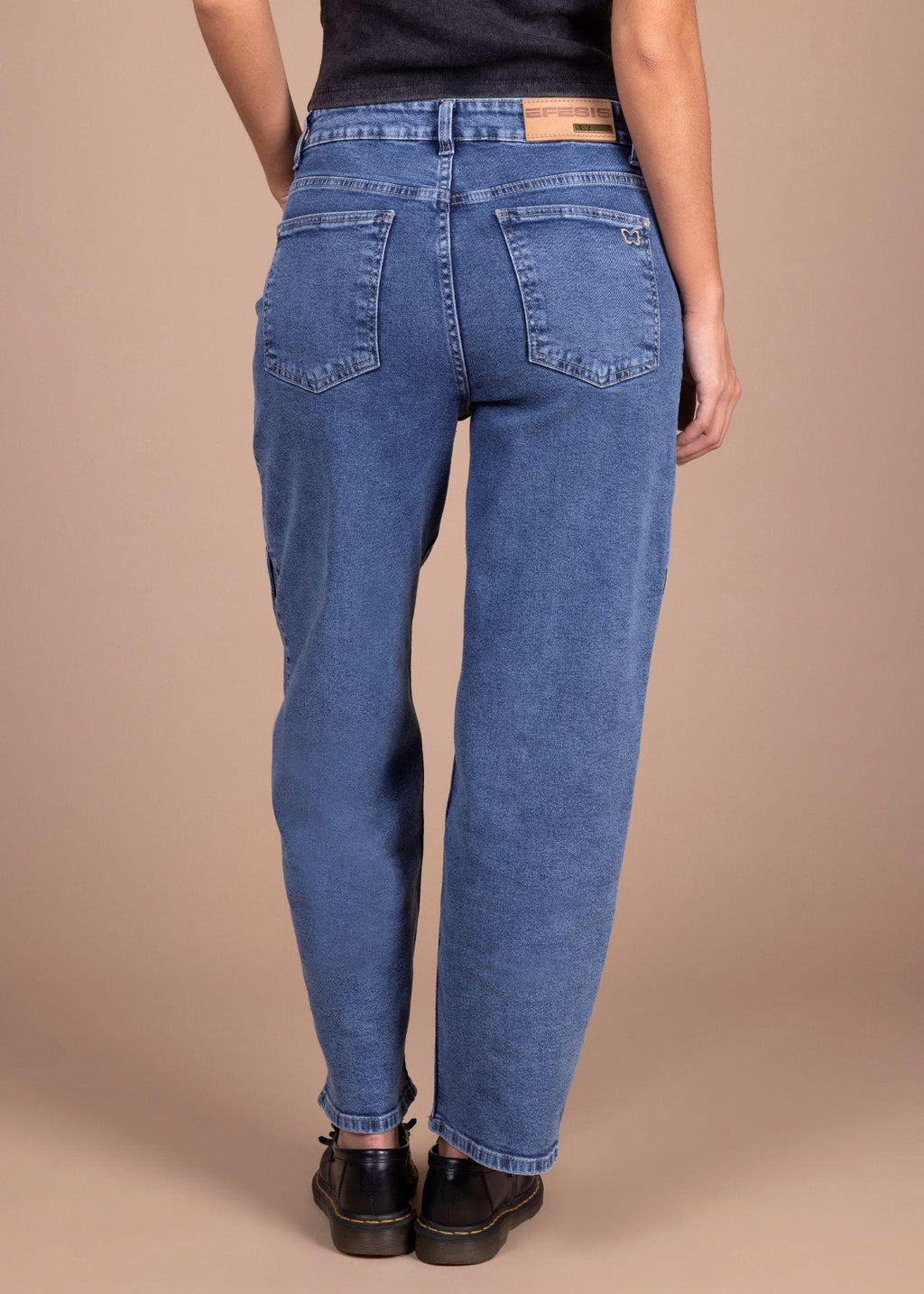 Jeans Rigel Balloon Alforza con Ojetillos Azul Efesis