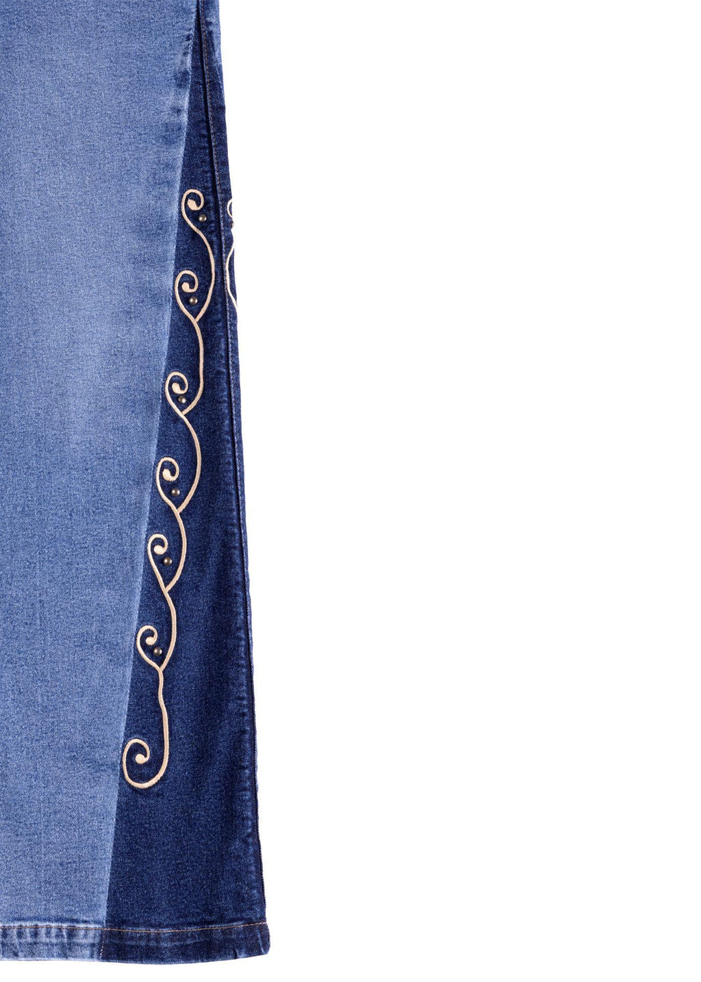 Jeans Virgo Palazzo Bordado y Tachas Azul Efesis