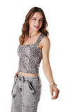 POLERA KYLE CROP ABERTURA ESPALDA ANIMAL PRINT CAFÉ EFESIS