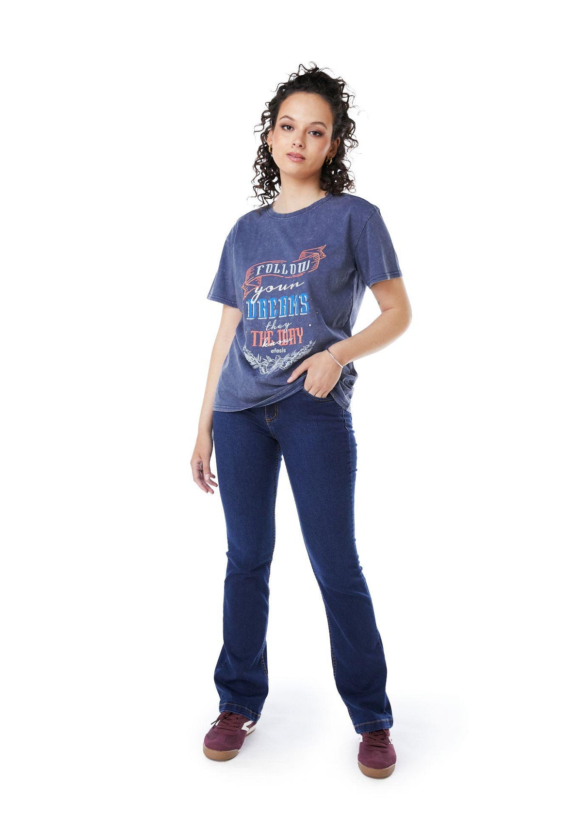 Polera Iker Regular Estampada Azul Efesis