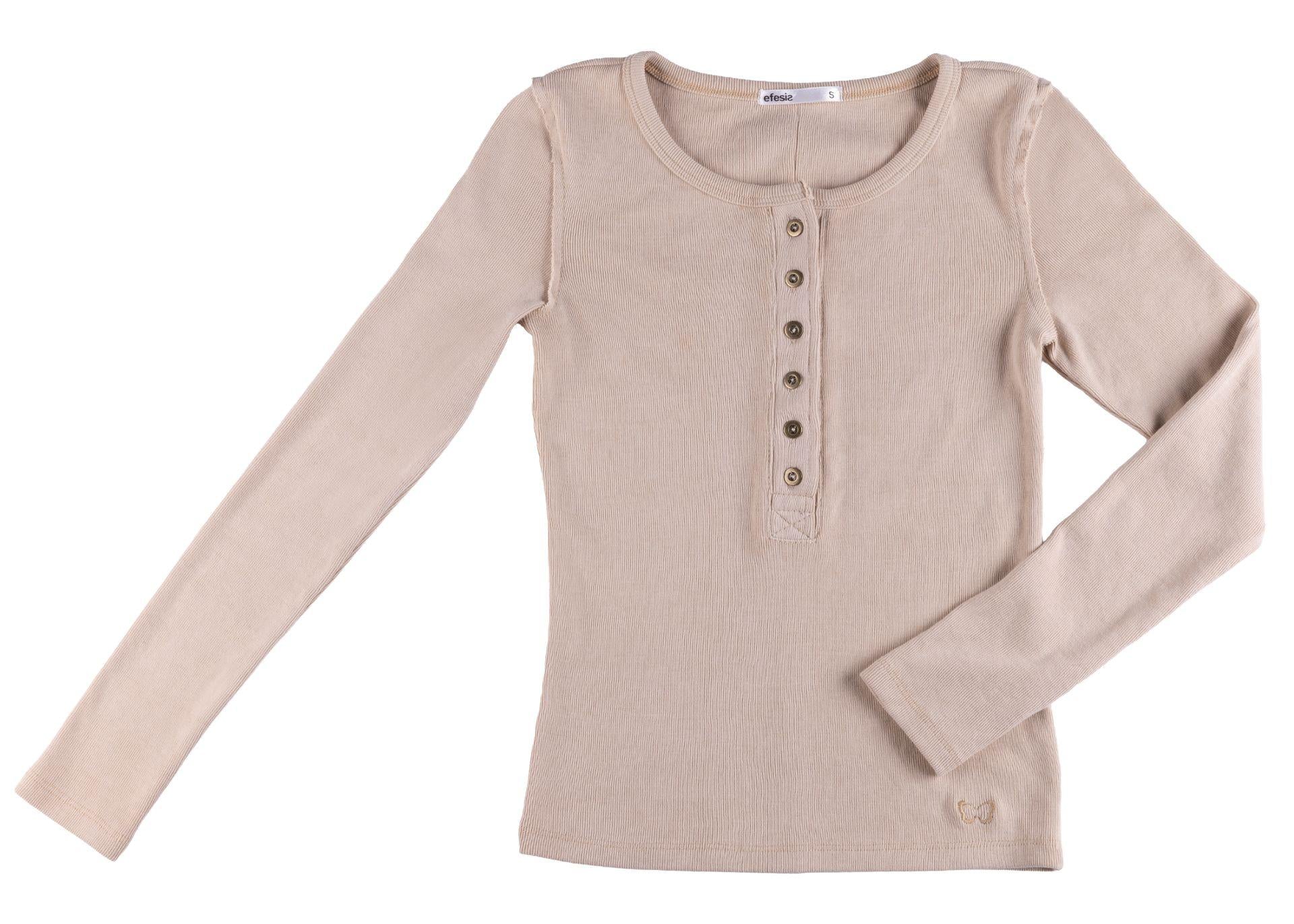 Polera Coral Regular Botonera Delantera Beige Efesis