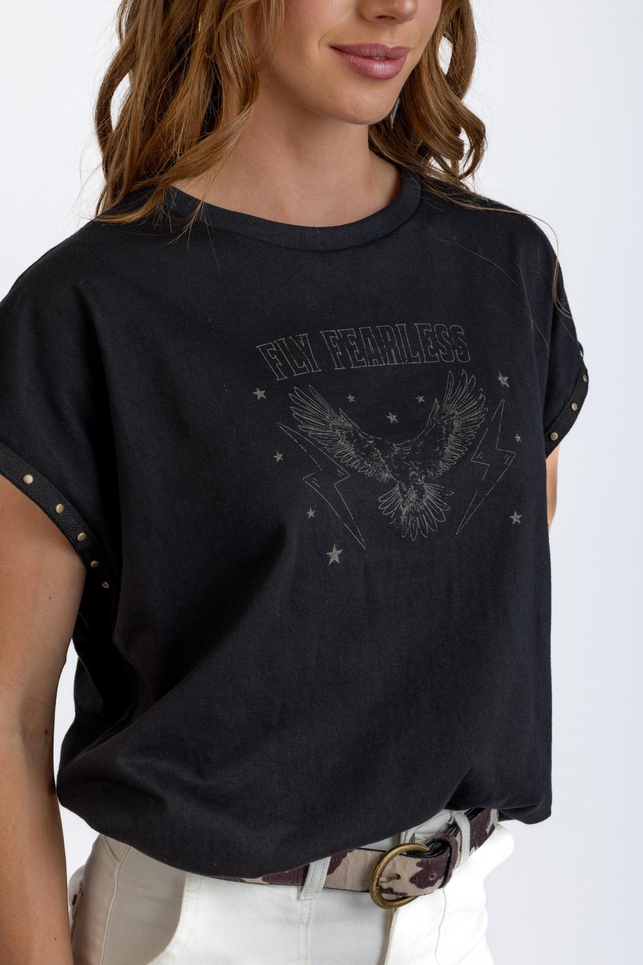 POLERA ZAIRA REGULAR TACHAS EN MANGA NEGRO EFESIS