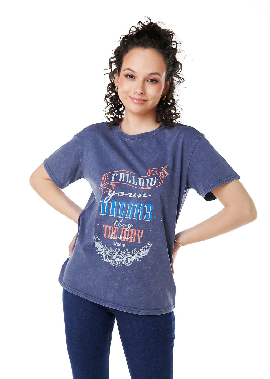 POLERA IKER REGULAR ESTAMPADA AZUL EFESIS