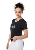 POLERA SARAI REGULAR ESTAMPADO Y TACHAS NEGRO EFESIS