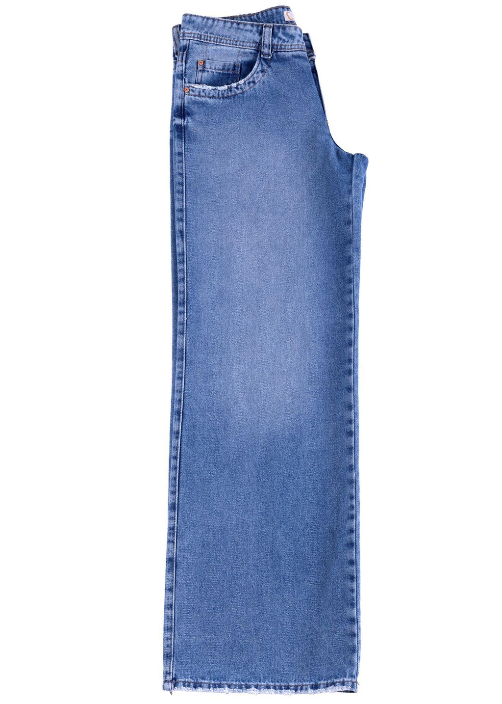 Jeans Puff Wide Bolsillo con Estrellas Azul Ligth Efesis