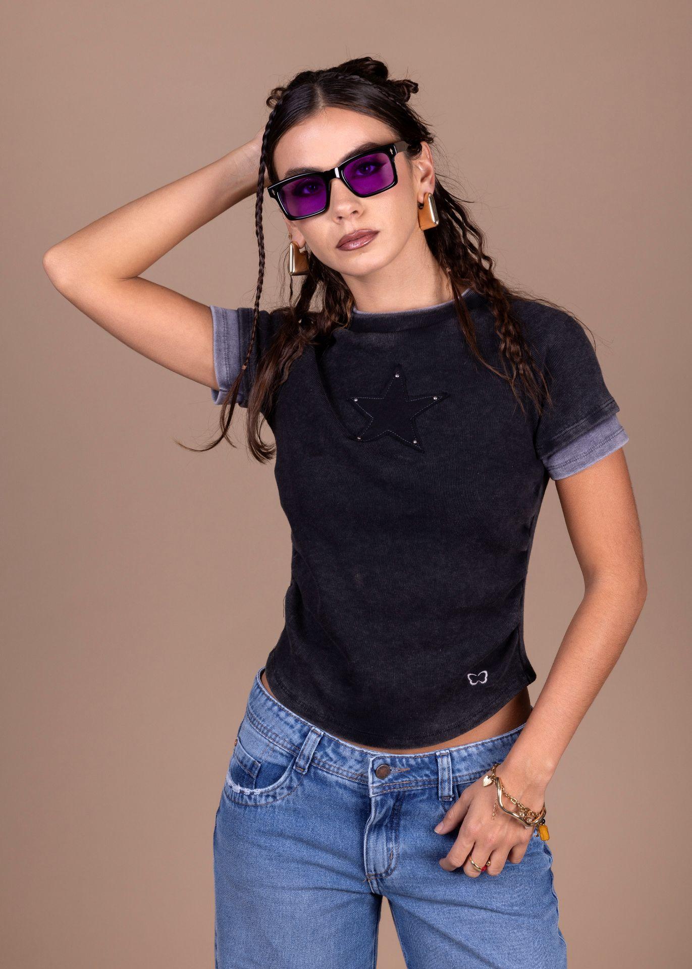 Polera Malta Baby Tee Doble Grafito Efesis