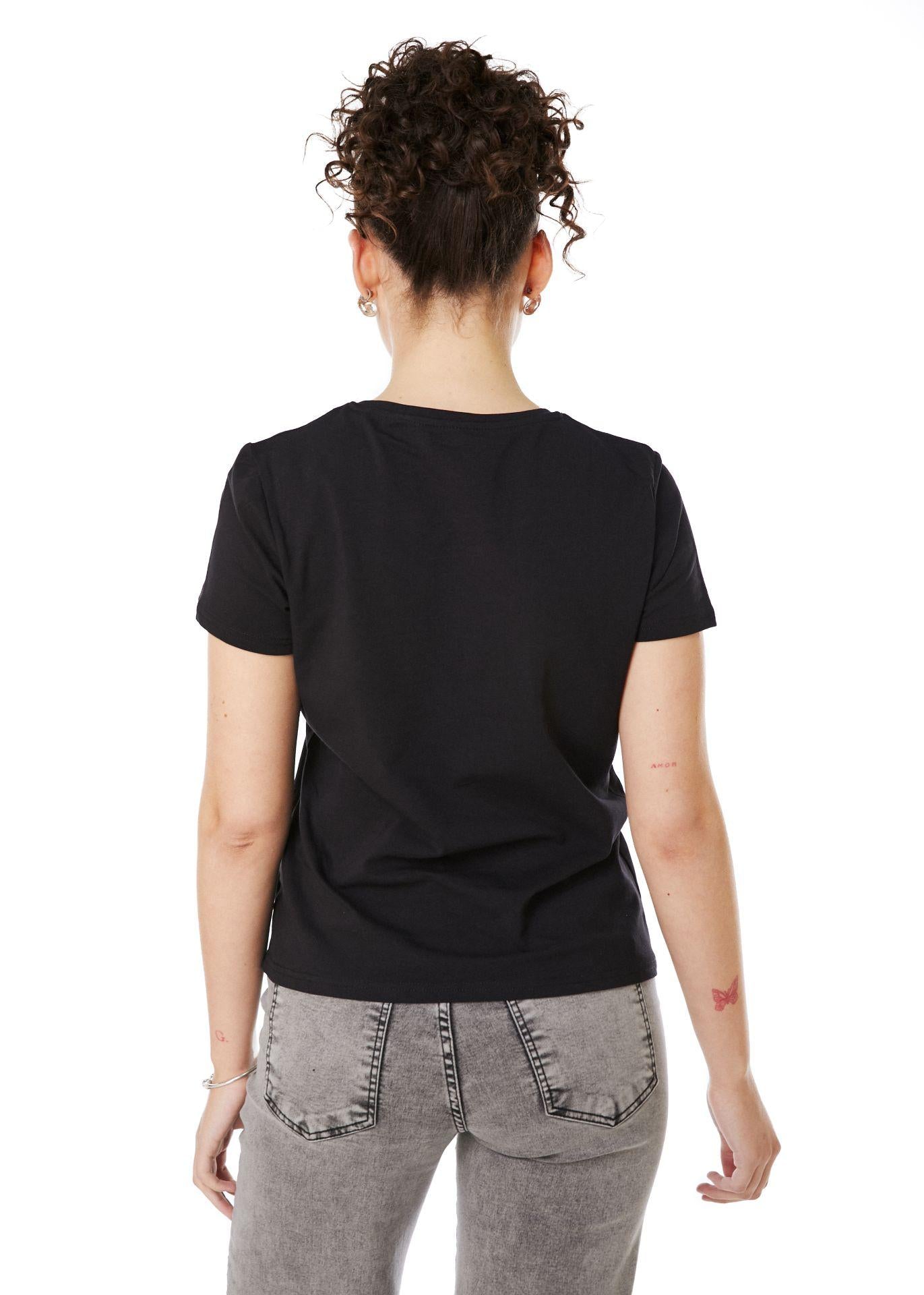 POLERA ANNIE REGULAR ESTAMPADO Y BORDADO NEGRO EFESIS