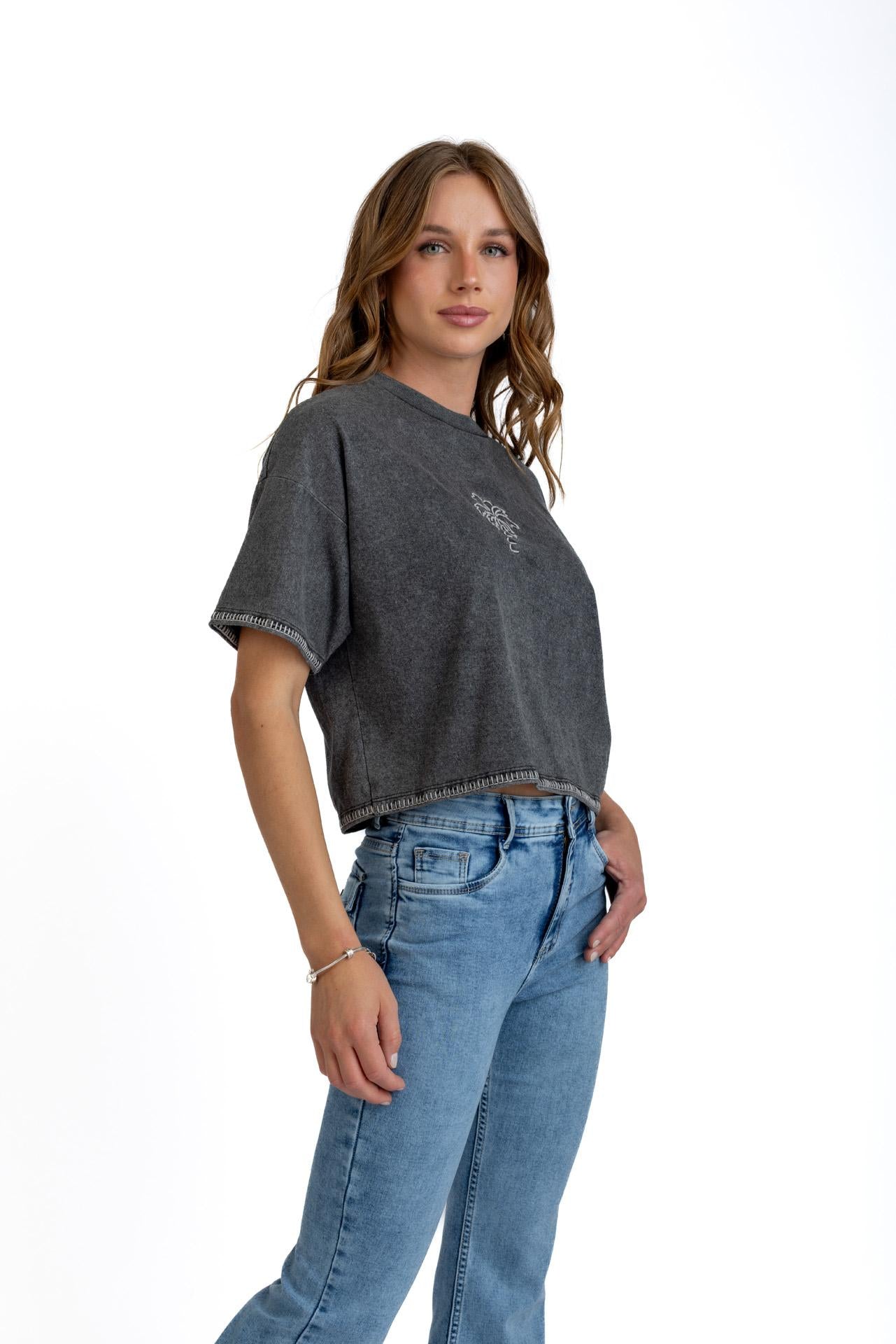 POLERA BIANCHI CROP OVERSIZE C/ BORDADO GRAFITO EFESIS