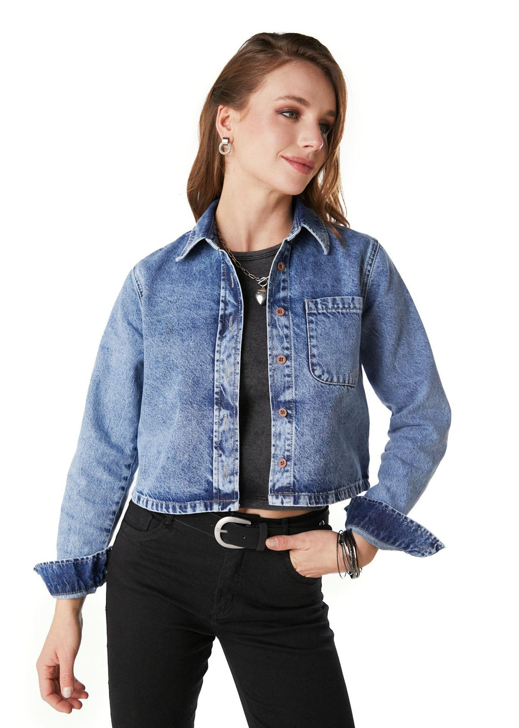 Sobrecamisa Kai Regular Crop Azul Efesis