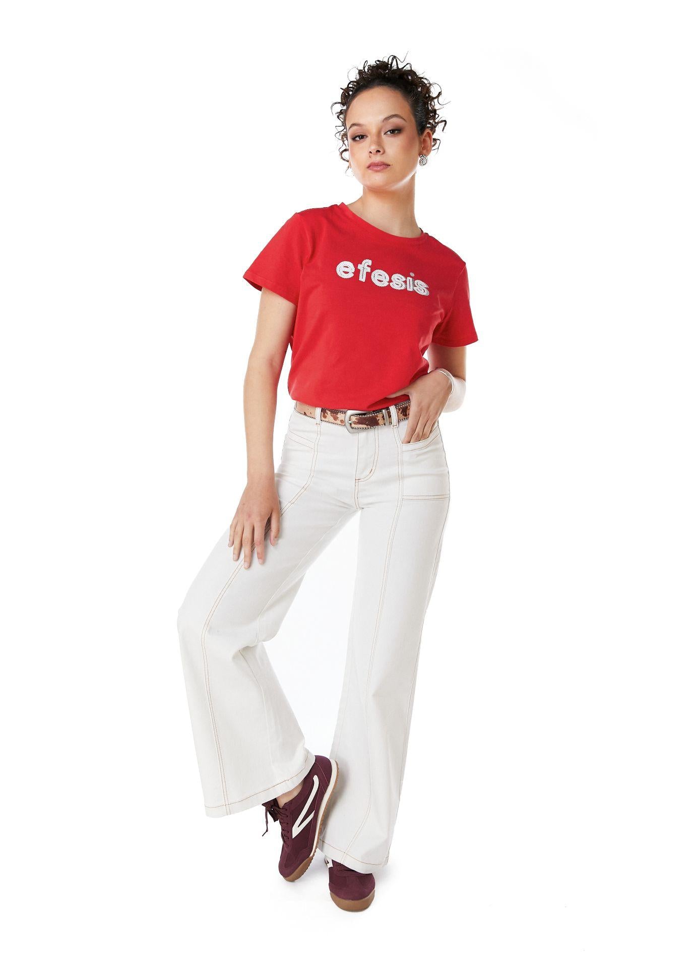 PANTALON PIRAGI PALAZZO HILO CONTRATONO Y BOLSILLO INCRUSTADO BLANCO EFESIS