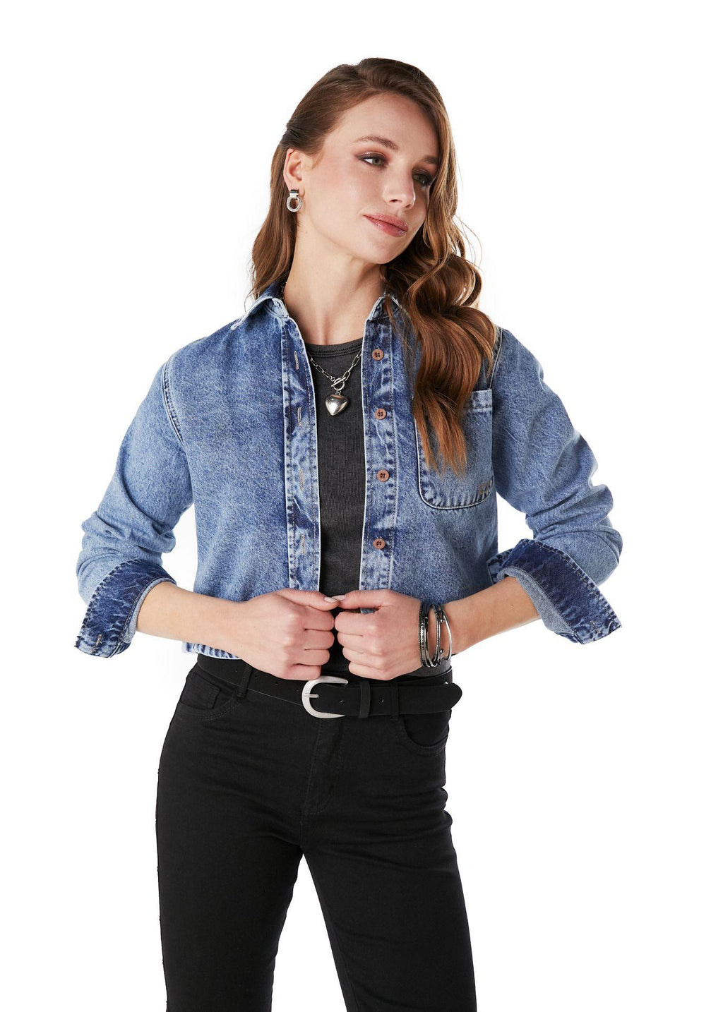 Sobrecamisa Kai Regular Crop Azul Efesis