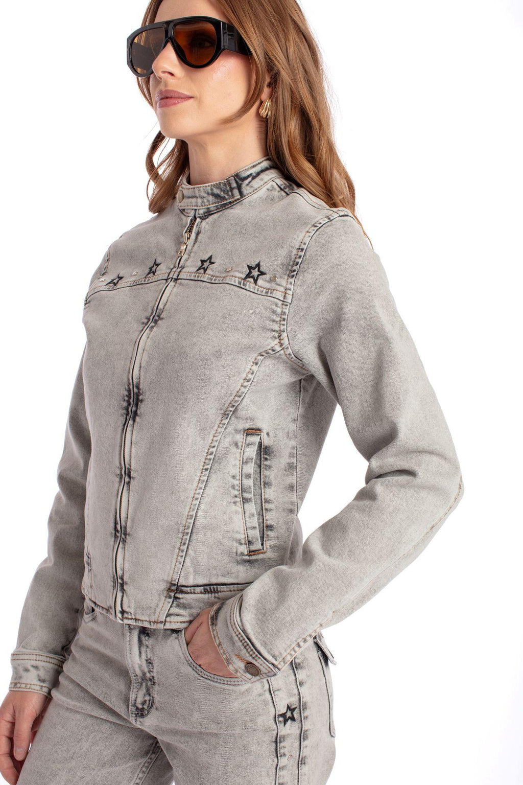 Chaqueta Yara Slim Fit C/Cierre Gris Efesis