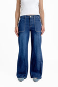Jeans Zoe Palazzo Bolsillo Parche Azul Efesis