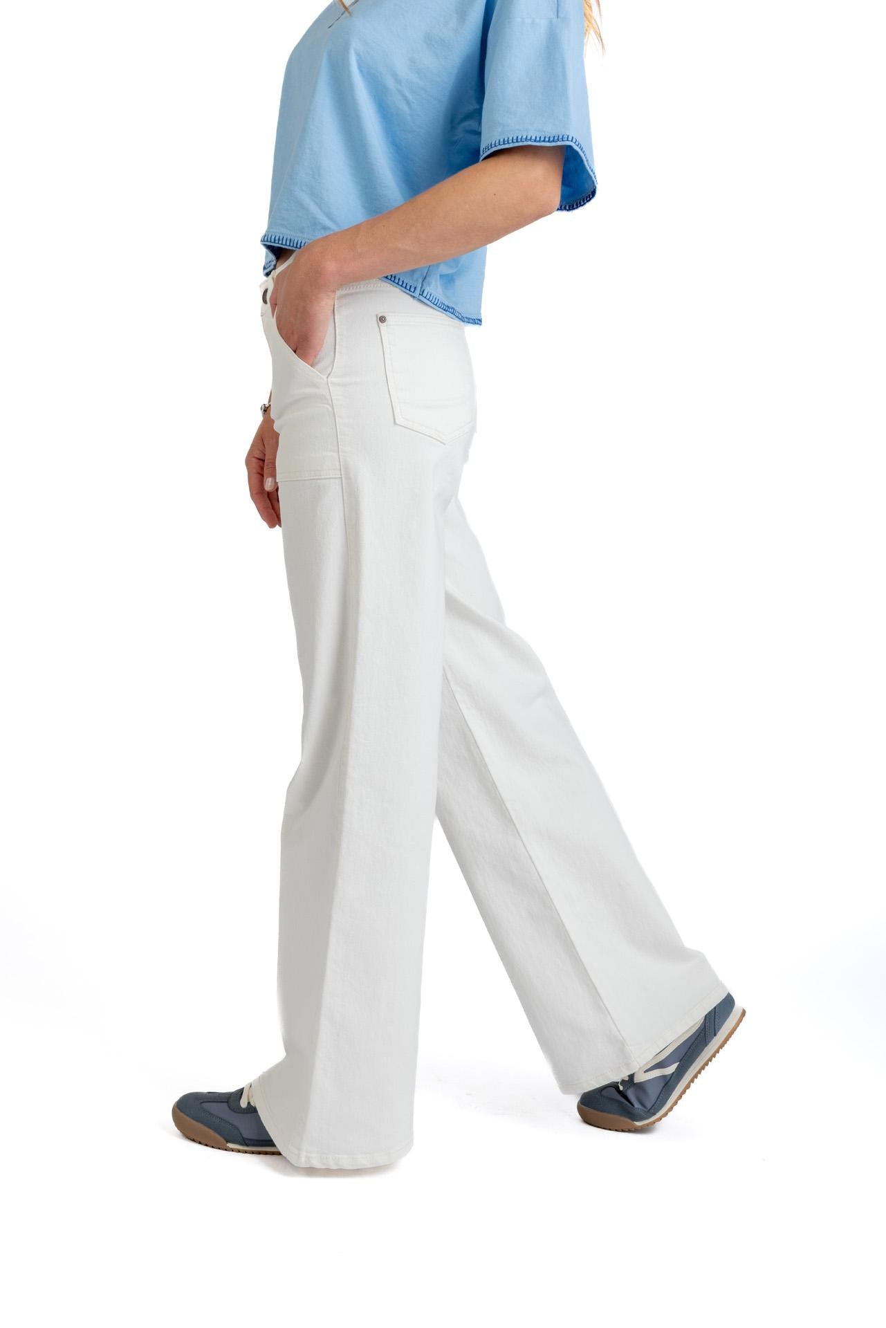 PANTALÓN ZOE PALAZZO BOLSILLO PARCHE BLANCO EFESIS