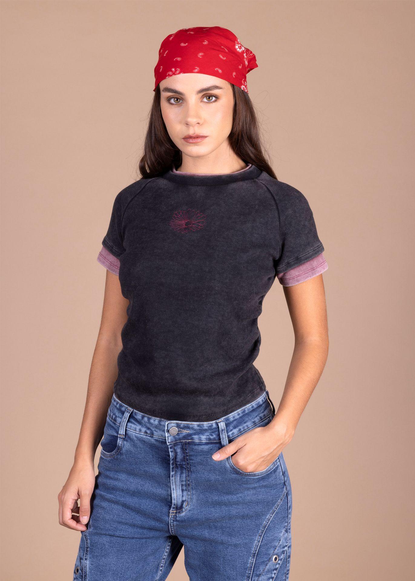 Polera Malta Baby Tee Doble Burdeo Efesis