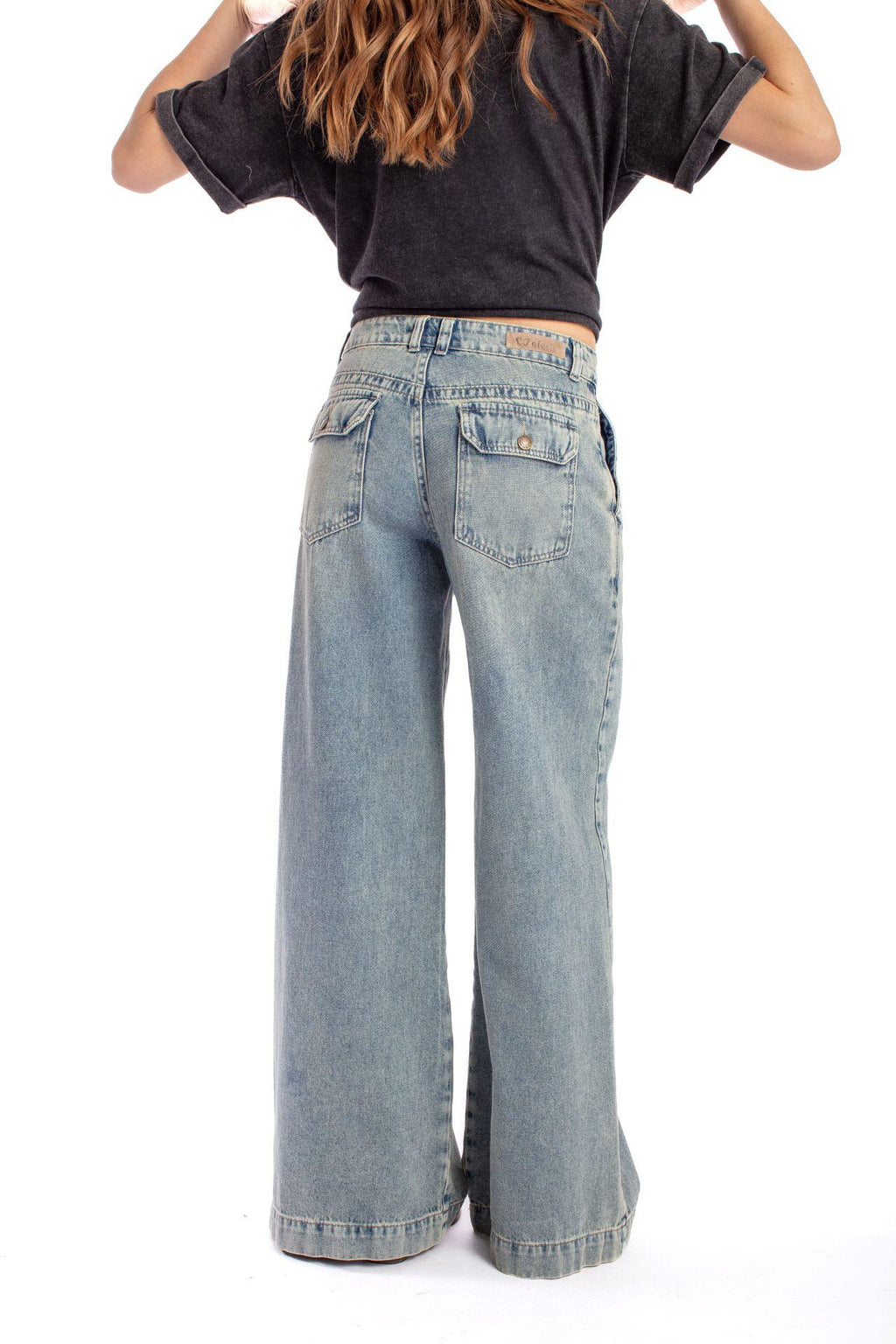 Jeans Deka Palazzo Bolsillo c/Tapetas Sobreteñido Azul Efesis