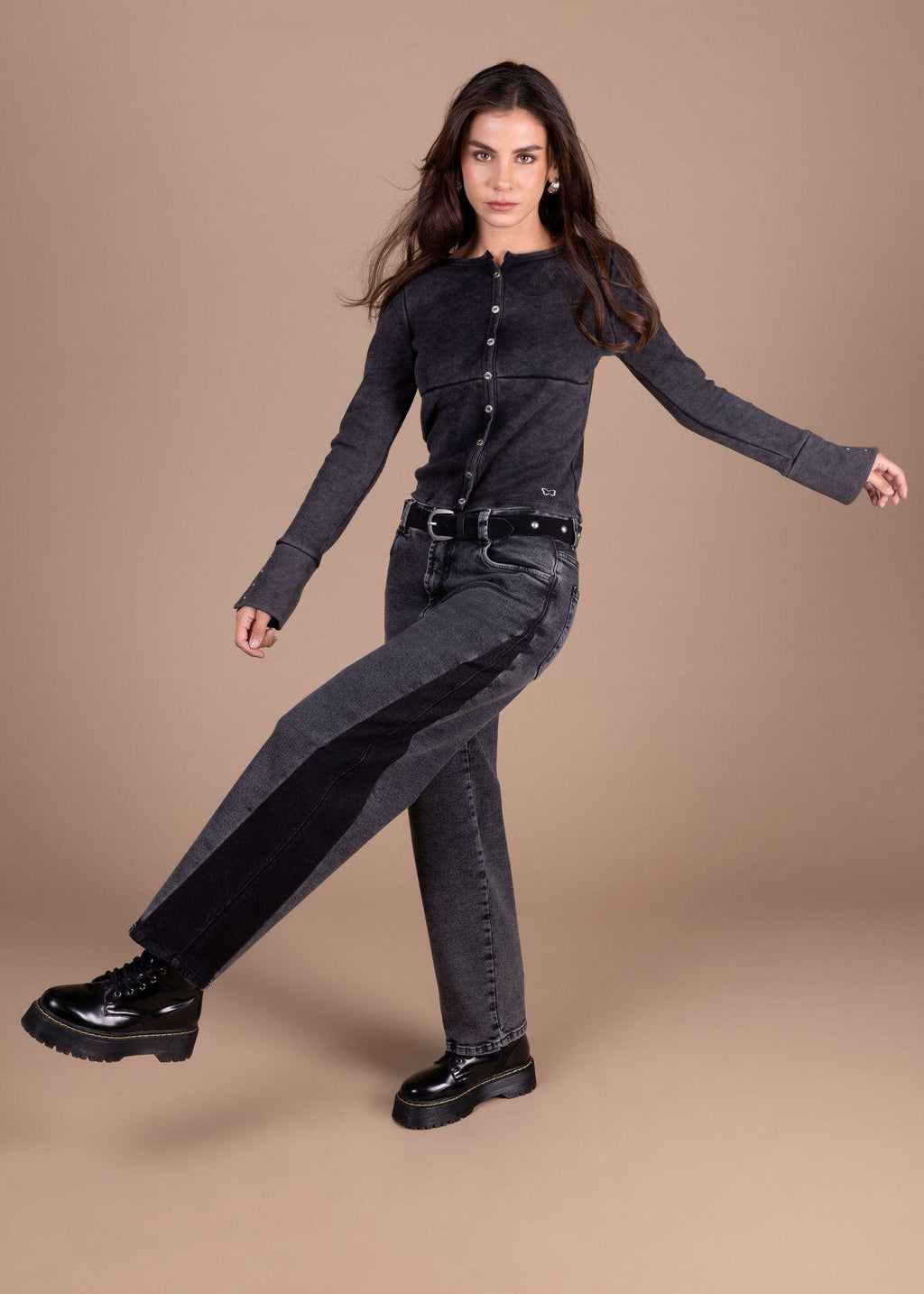 Jeans Polaris Balloon C/Reversa en Costados Negro Efesis