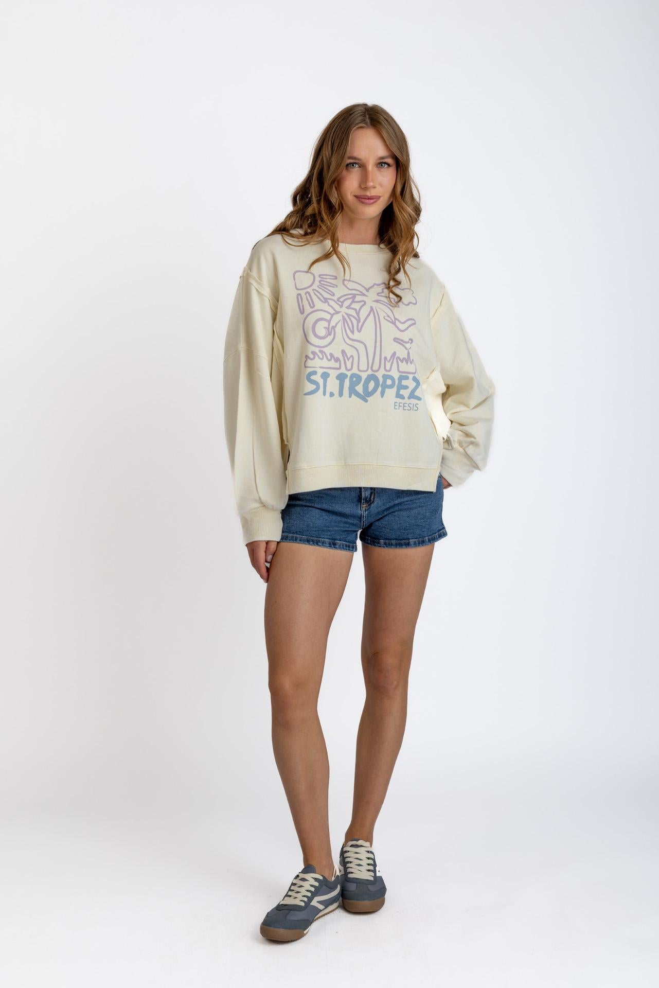 POLERON KIOTO OVERSIZE CORTES Y ESTAMPADO CRUDO EFESIS